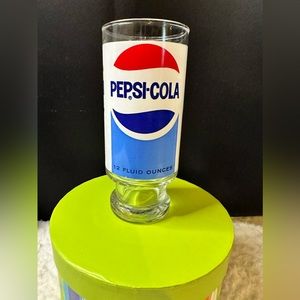 Vintage Pepsi-Cola Footed Pedestal Red White & Blue 12oz Drinking Tumbler Glass